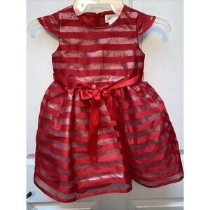 girls LAVENDER red striped holiday cap sleeve lined pretty dress 4T